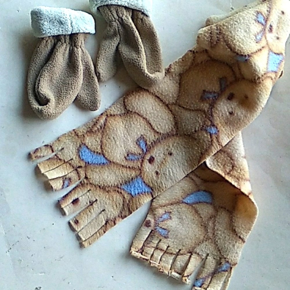 Scarf set soft cozy with teddy bear and mittens